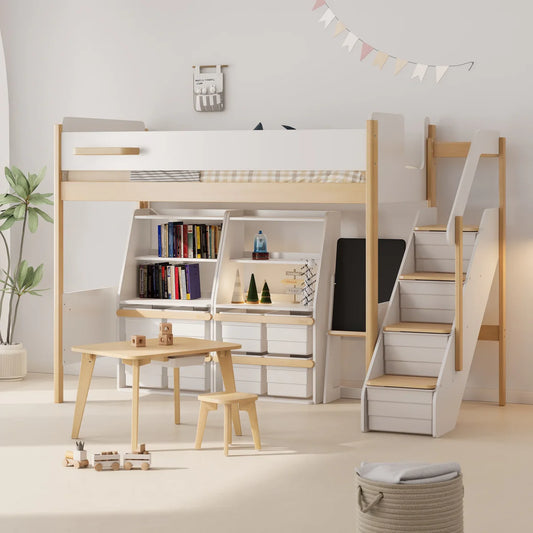 Natty King Single Loft Bed With Storage Staircase