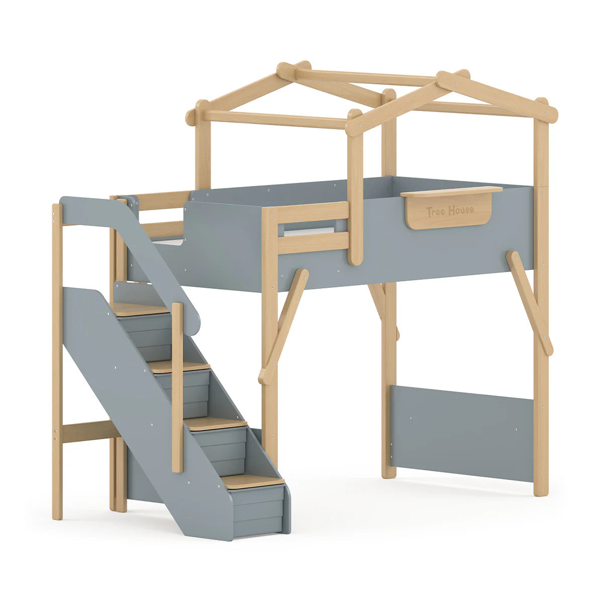 Treehouse King Single Loft Bed + Roof Frame and Storage Staircase
