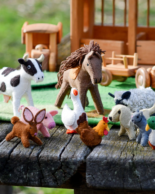 Tara Treasures Felt Farm Animals Toys Set - Set of 10 Toys