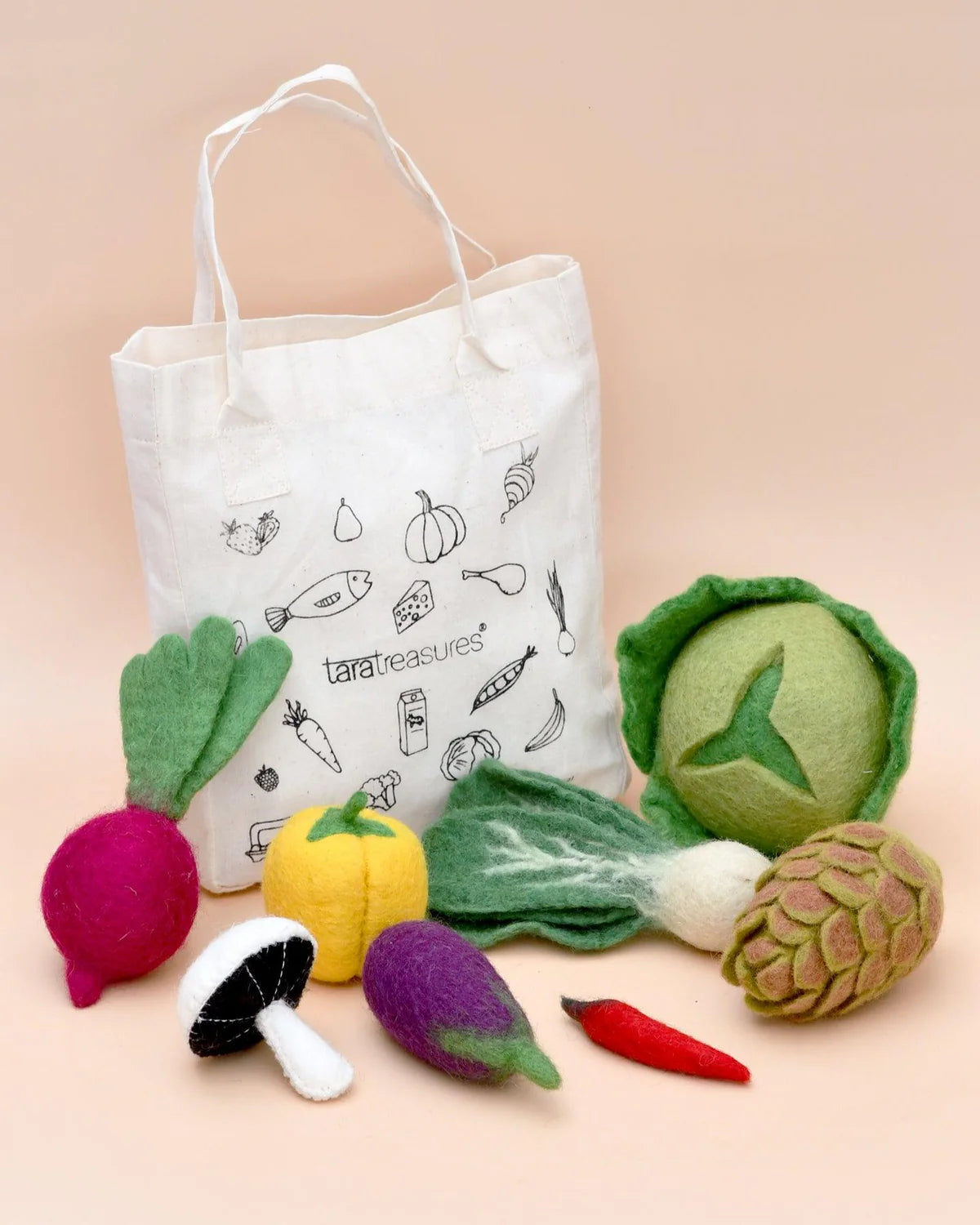 Tara Treasures Felt Food Groups Play Food - Vegetables