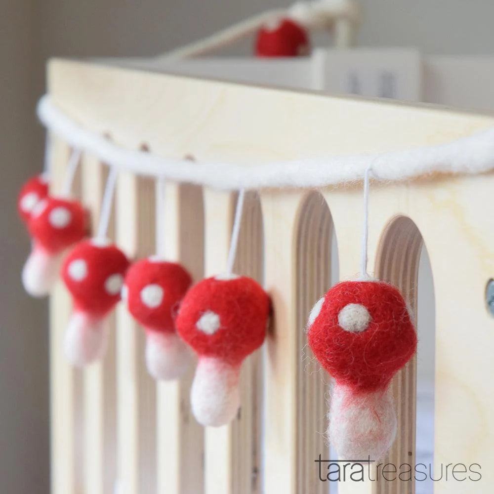 Tara Treasures Mushroom (Toadstool) Garland - Red