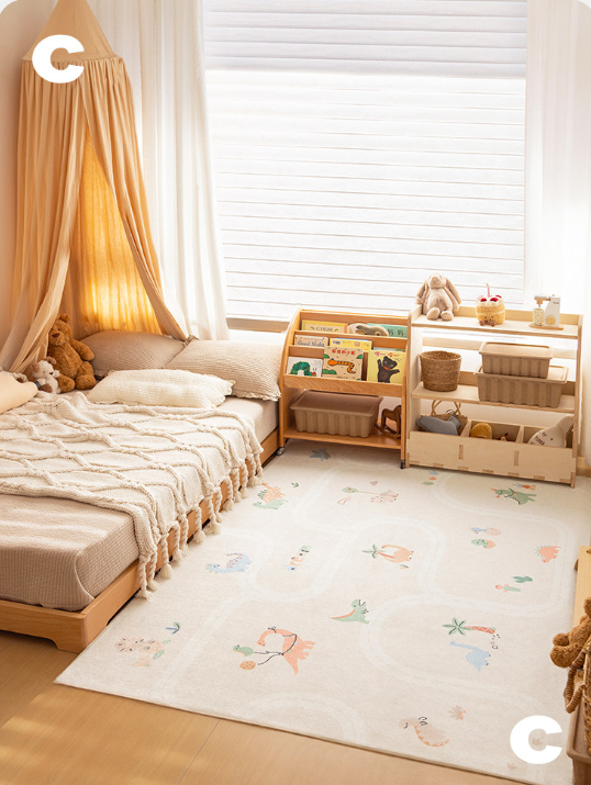 Dino Village Machine Washable Kids Rug