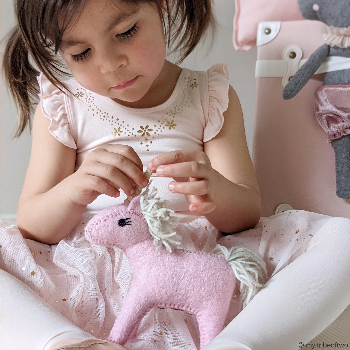 Tara Treasures Felt Pink Unicorn Toy