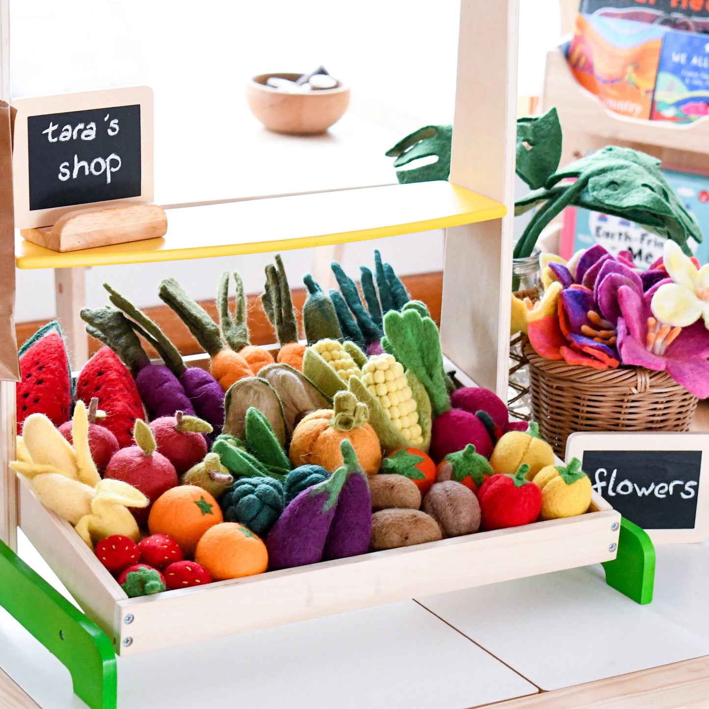 Tara Treasures Felt Vegetables and Fruits Set A - 14 pieces