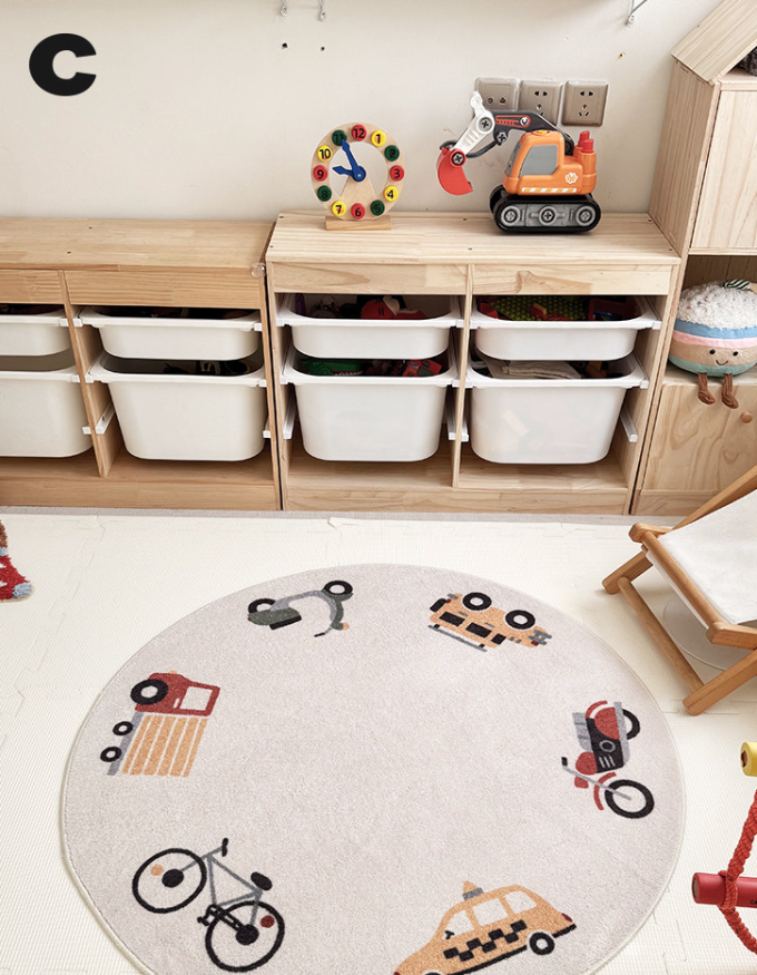 Little Vehicle Machine Washable Rug