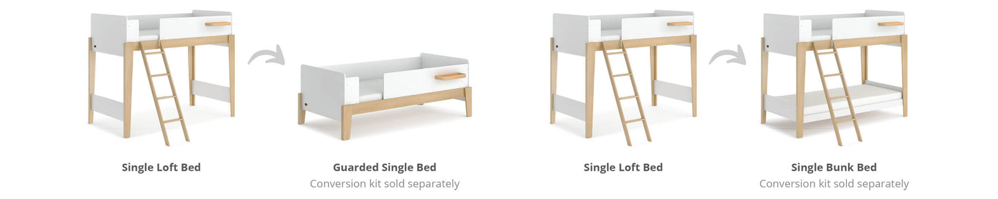 Barley White & Oak, Bunk Bed in KL, Kids Beds, Kids beds frames, kids single bed, space saving kids beds, double-decker bed, kids bunk bed Malaysia