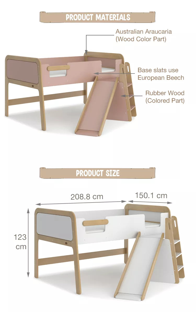Cherry & Almond, Kids Beds, Kids beds frames, kids single bed, space saving kids beds, double-decker bed, kids bed with slide Malaysia