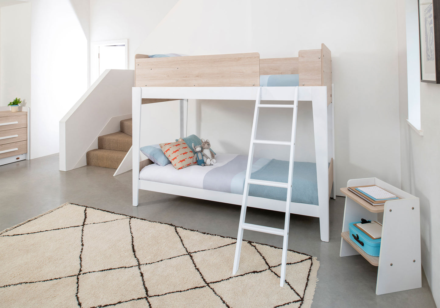 Barley White & Oak, Bunk Bed in KL, Kids Beds, Kids beds frames, kids single bed, space saving kids beds, double-decker bed, kids bunk bed Malaysia
