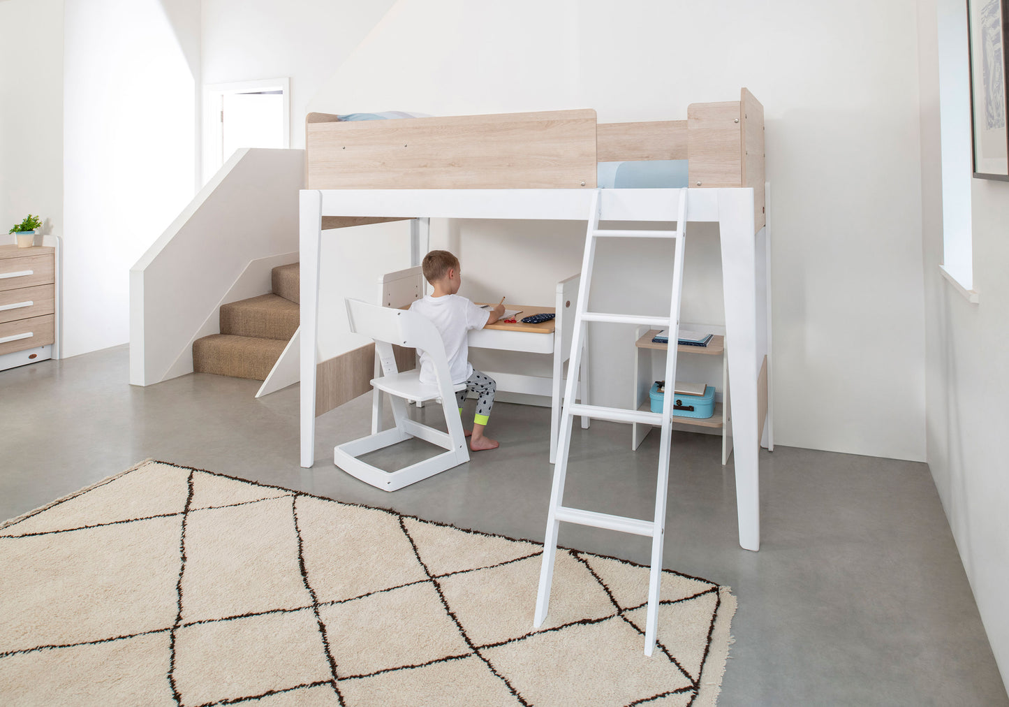 Barley White & Oak, Bunk Bed in KL, Kids Beds, Kids beds frames, kids single bed, space saving kids beds, double-decker bed, kids bunk bed Malaysia