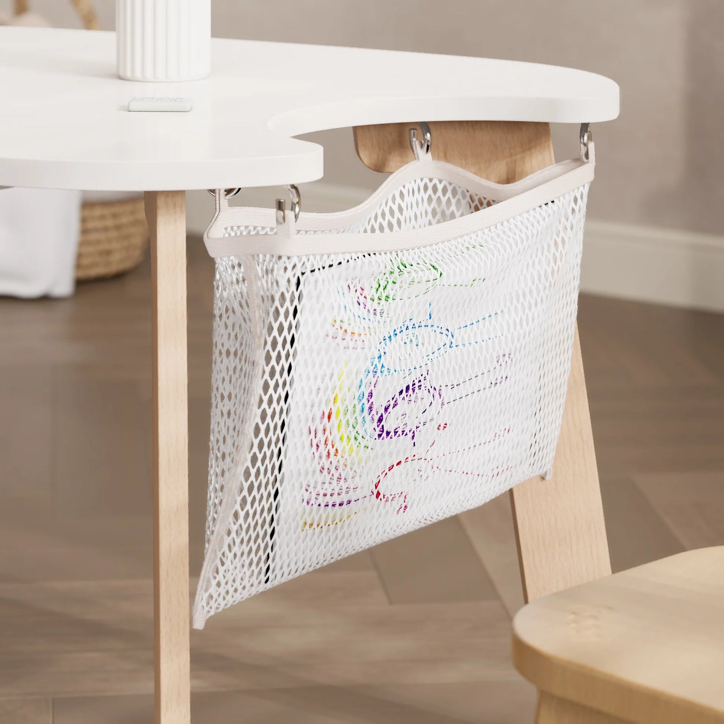 Tidy Play Table for Kids | Round Play Table with Storage Net