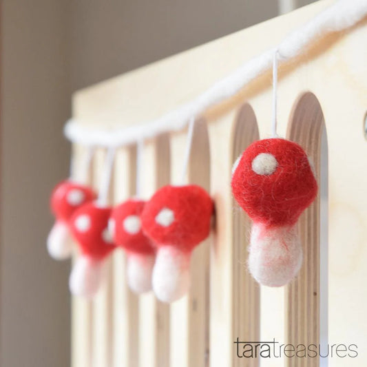Tara Treasures Mushroom (Toadstool) Garland - Red
