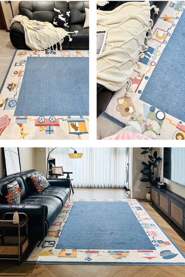 Alphabet Train Machine Washable Rug