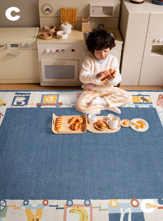 Alphabet Train Machine Washable Rug