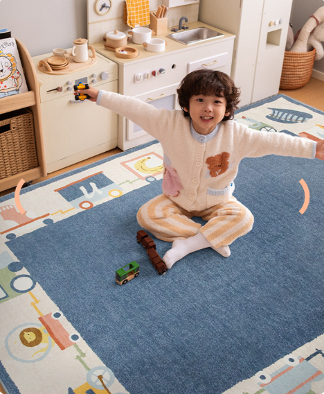 Alphabet Train Machine Washable Rug