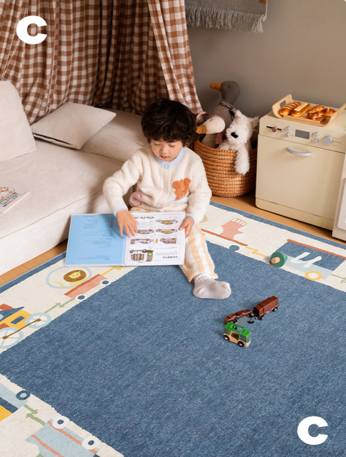 Alphabet Train Machine Washable Rug