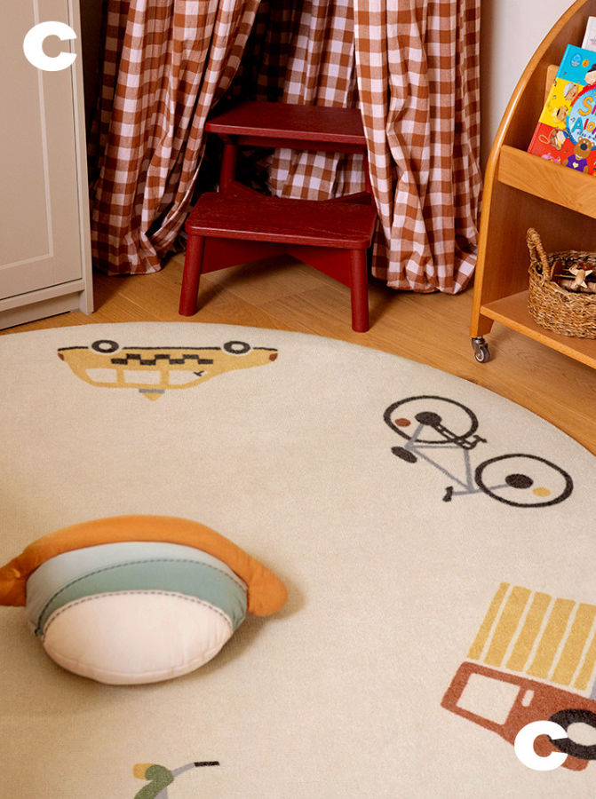Little Vehicle Machine Washable Rug