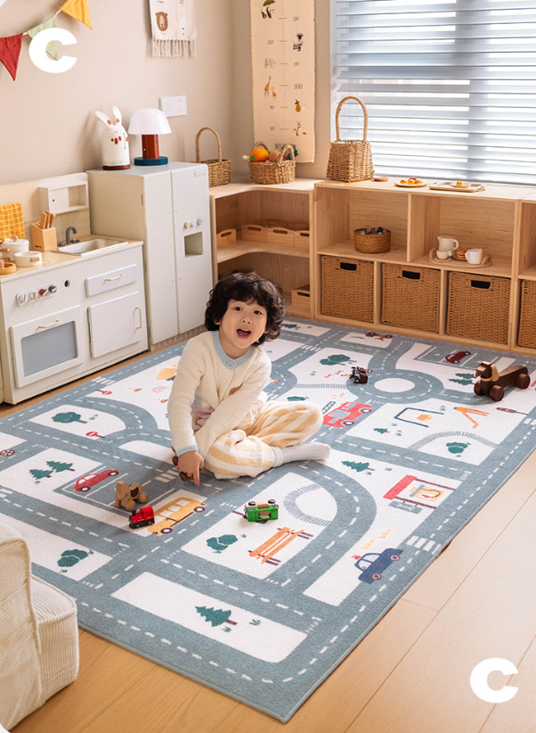 Traffic in the City Machine Washable Rug