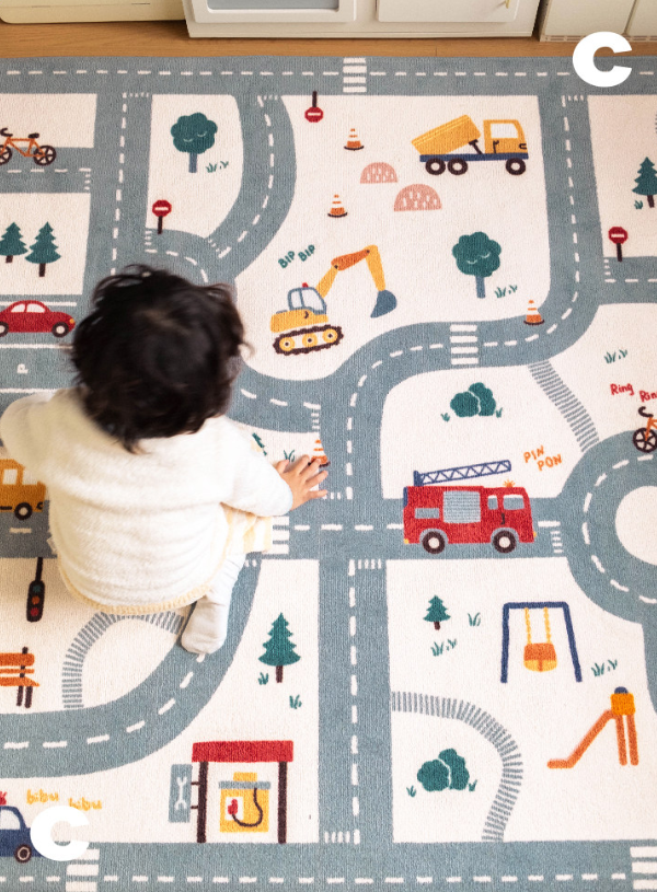 Traffic in the City Machine Washable Rug
