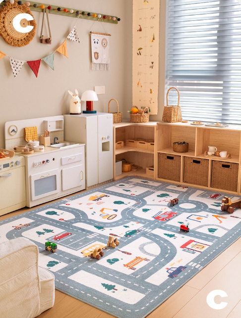 Traffic in the City Machine Washable Rug