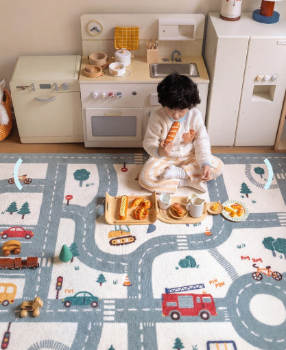 Traffic in the City Machine Washable Rug