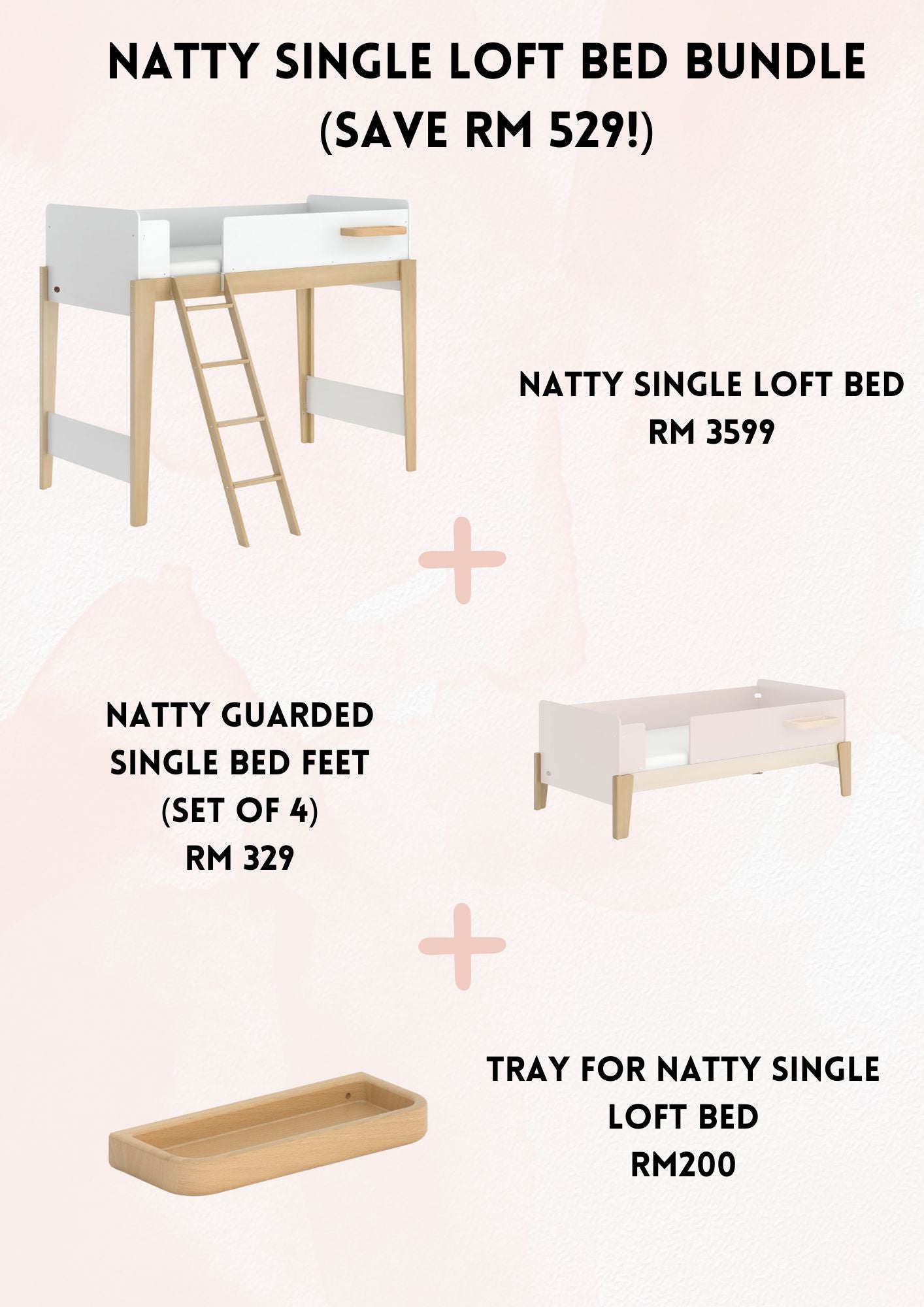 Natty Single Loft Bed Bundle